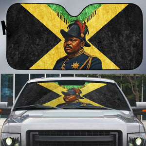 Marcus Garvey Auto Sun Shade Jamaican Flag Theme African Fist Civil Rights Symbol Pan African Tribute Design - African Pride