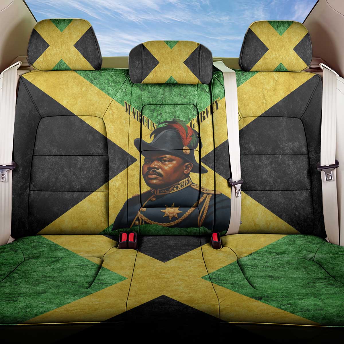 Marcus Garvey Back Car Seat Cover Jamaican Flag Theme African Fist Civil Rights Symbol Pan African Tribute Design - African Pride