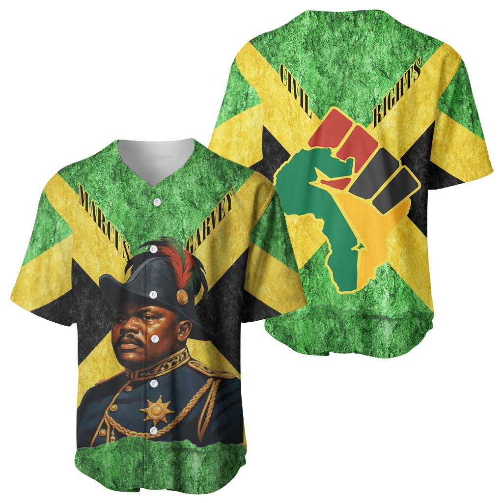 Marcus Garvey Baseball Jersey Jamaican Flag Theme African Fist Civil Rights Symbol Pan African Tribute Design TS04