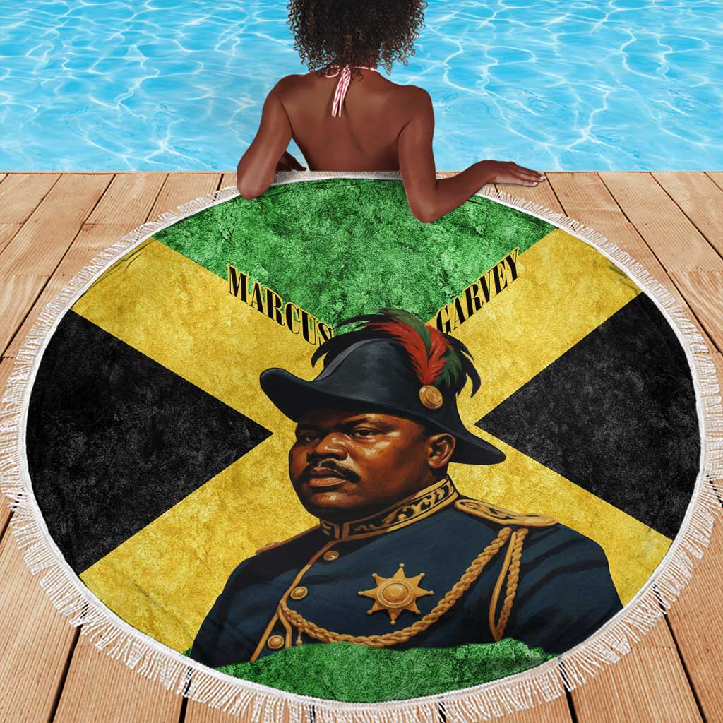 Marcus Garvey Beach Blanket Jamaican Flag Theme African Fist Civil Rights Symbol Pan African Tribute Design - African Pride