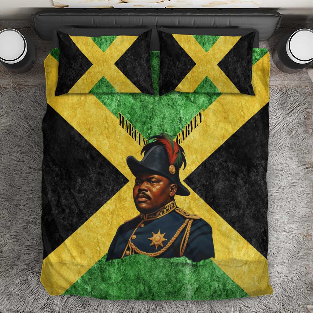 Marcus Garvey Bedding Set Jamaican Flag Theme African Fist Civil Rights Symbol Pan African Tribute Design - African Pride