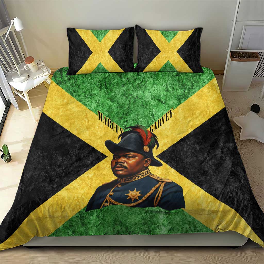 Marcus Garvey Bedding Set Jamaican Flag Theme African Fist Civil Rights Symbol Pan African Tribute Design - African Pride