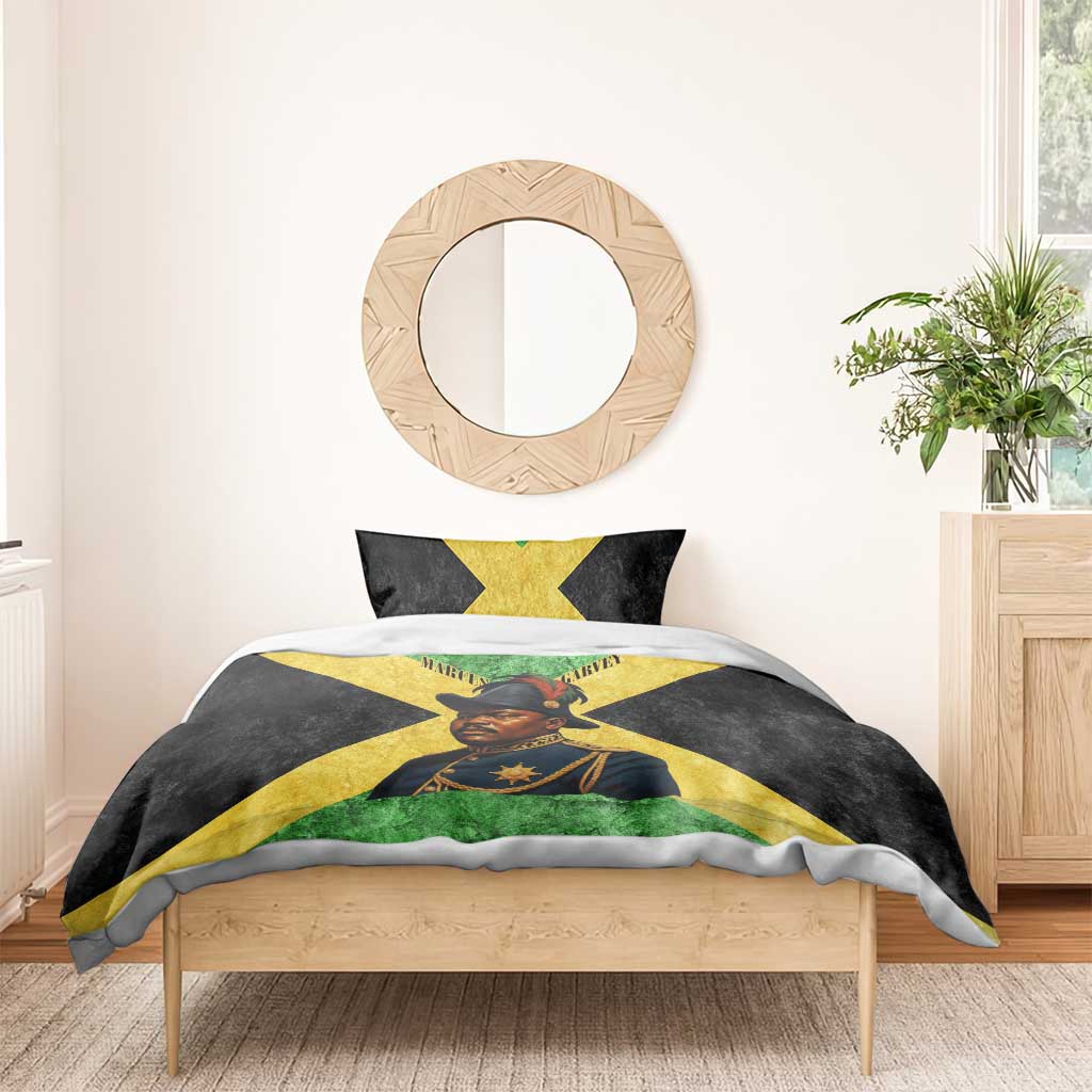 Marcus Garvey Bedding Set Jamaican Flag Theme African Fist Civil Rights Symbol Pan African Tribute Design - African Pride