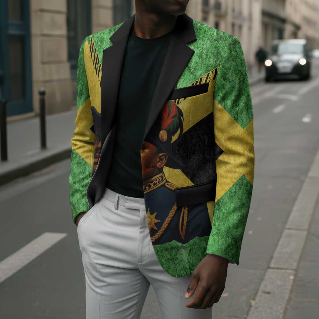 Marcus Garvey Blazer Jamaican Flag Theme African Fist Civil Rights Symbol Pan African Tribute Design - African Pride
