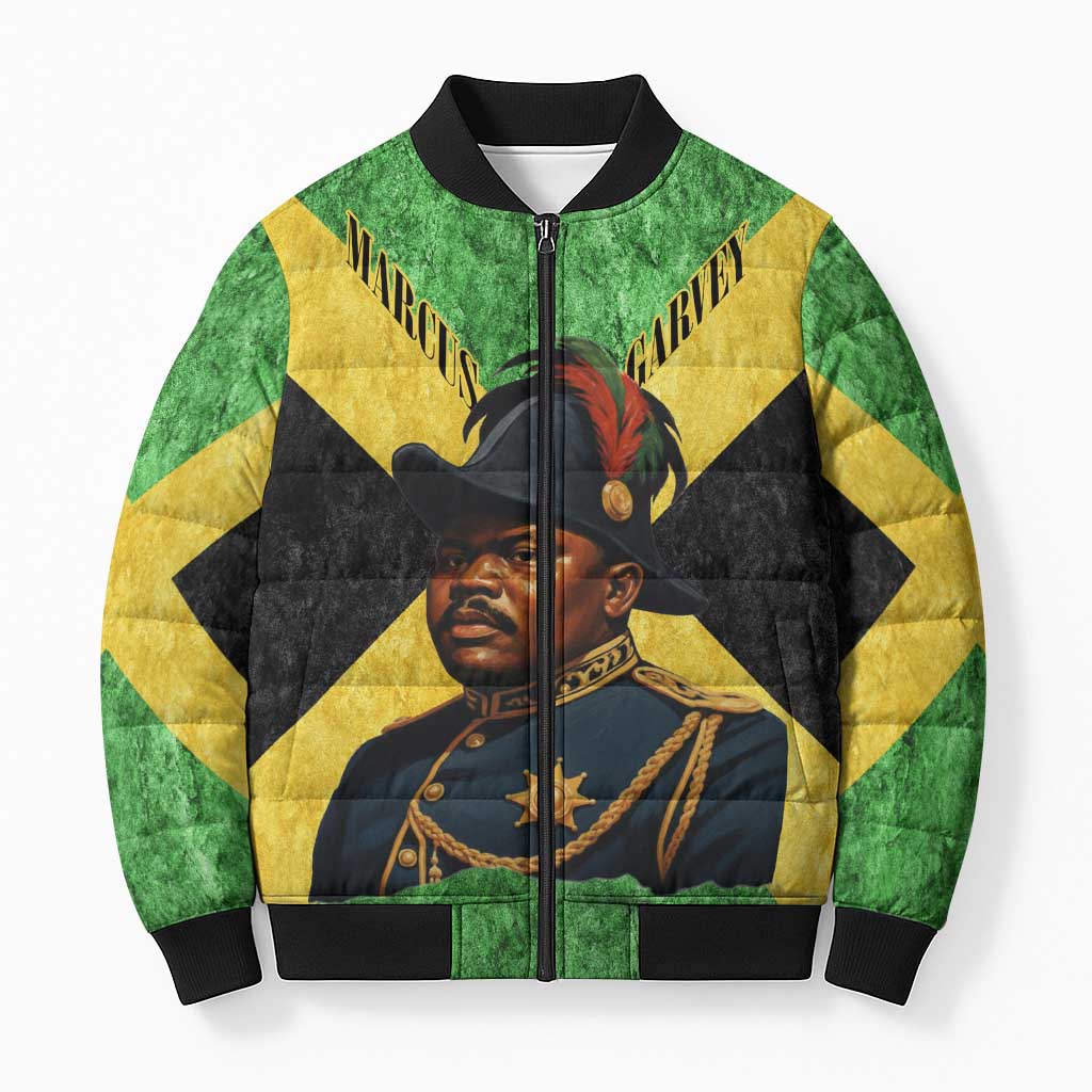 Marcus Garvey Bomber Puffer Jacket Jamaican Flag Theme African Fist Civil Rights Symbol Pan African Tribute Design - African Pride