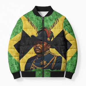 Marcus Garvey Bomber Puffer Jacket Jamaican Flag Theme African Fist Civil Rights Symbol Pan African Tribute Design - African Pride