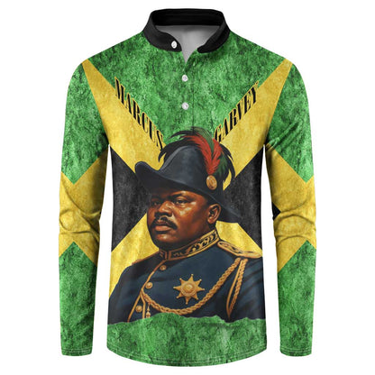 Marcus Garvey Button Sweatshirt Jamaican Flag Theme African Fist Civil Rights Symbol Pan African Tribute Design