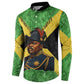 Marcus Garvey Button Sweatshirt Jamaican Flag Theme African Fist Civil Rights Symbol Pan African Tribute Design