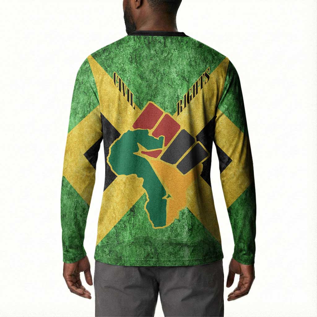 Marcus Garvey Button Sweatshirt Jamaican Flag Theme African Fist Civil Rights Symbol Pan African Tribute Design