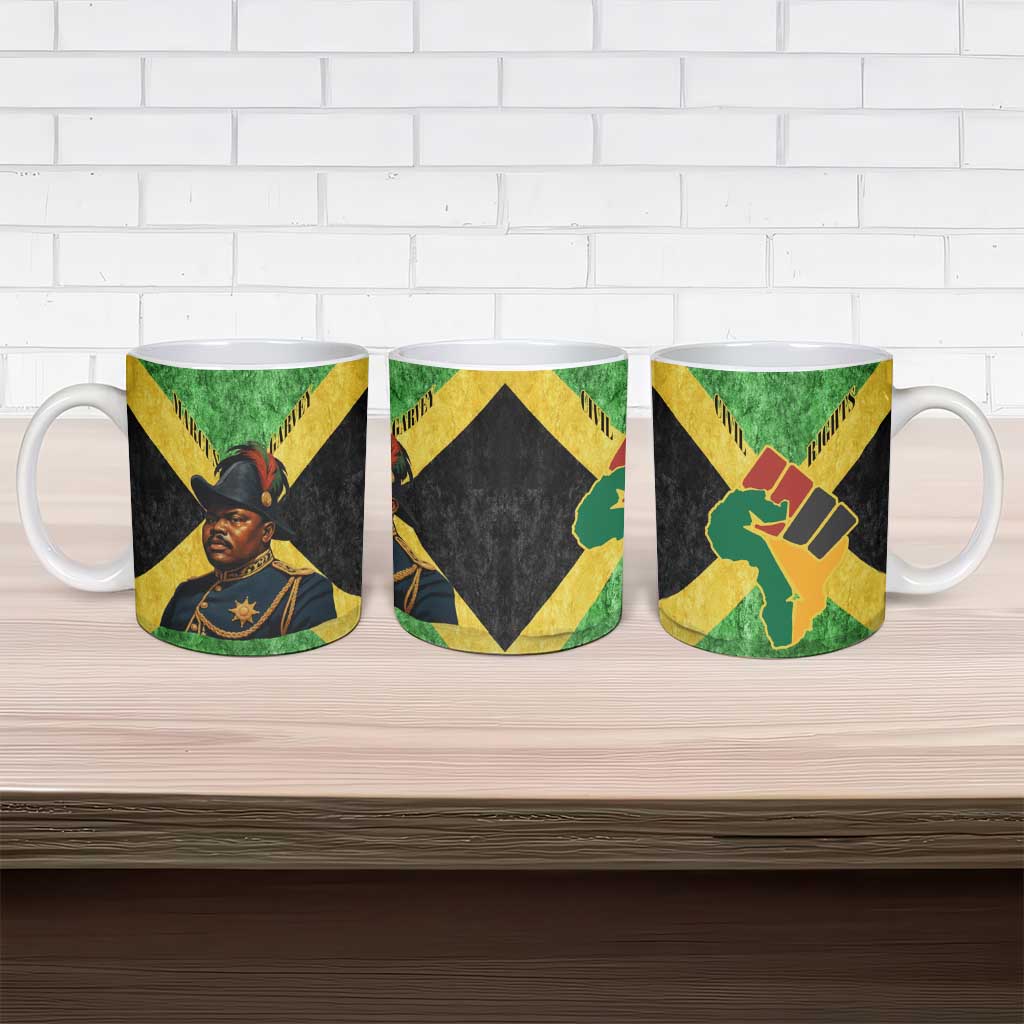 Marcus Garvey Ceramic Mug Jamaican Flag Theme African Fist Civil Rights Symbol Pan African Tribute Design - African Pride