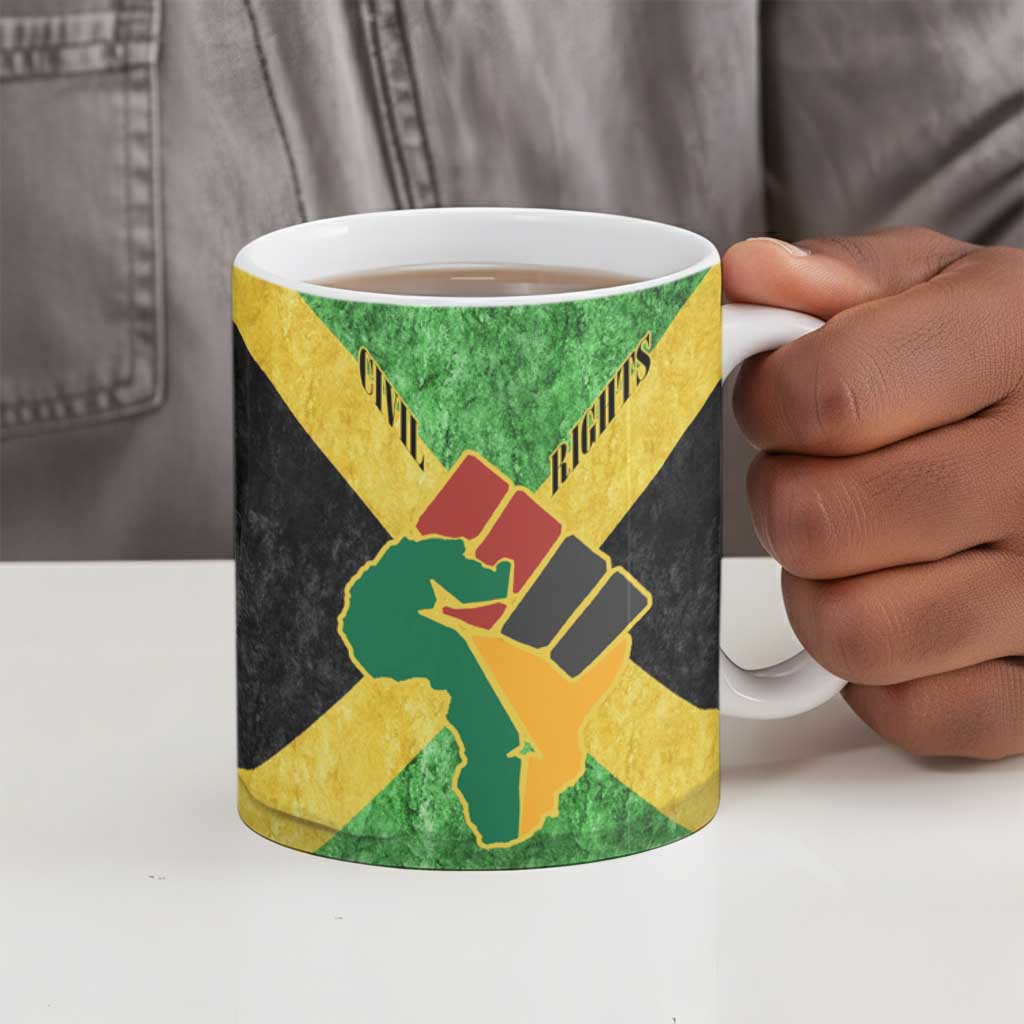 Marcus Garvey Ceramic Mug Jamaican Flag Theme African Fist Civil Rights Symbol Pan African Tribute Design - African Pride