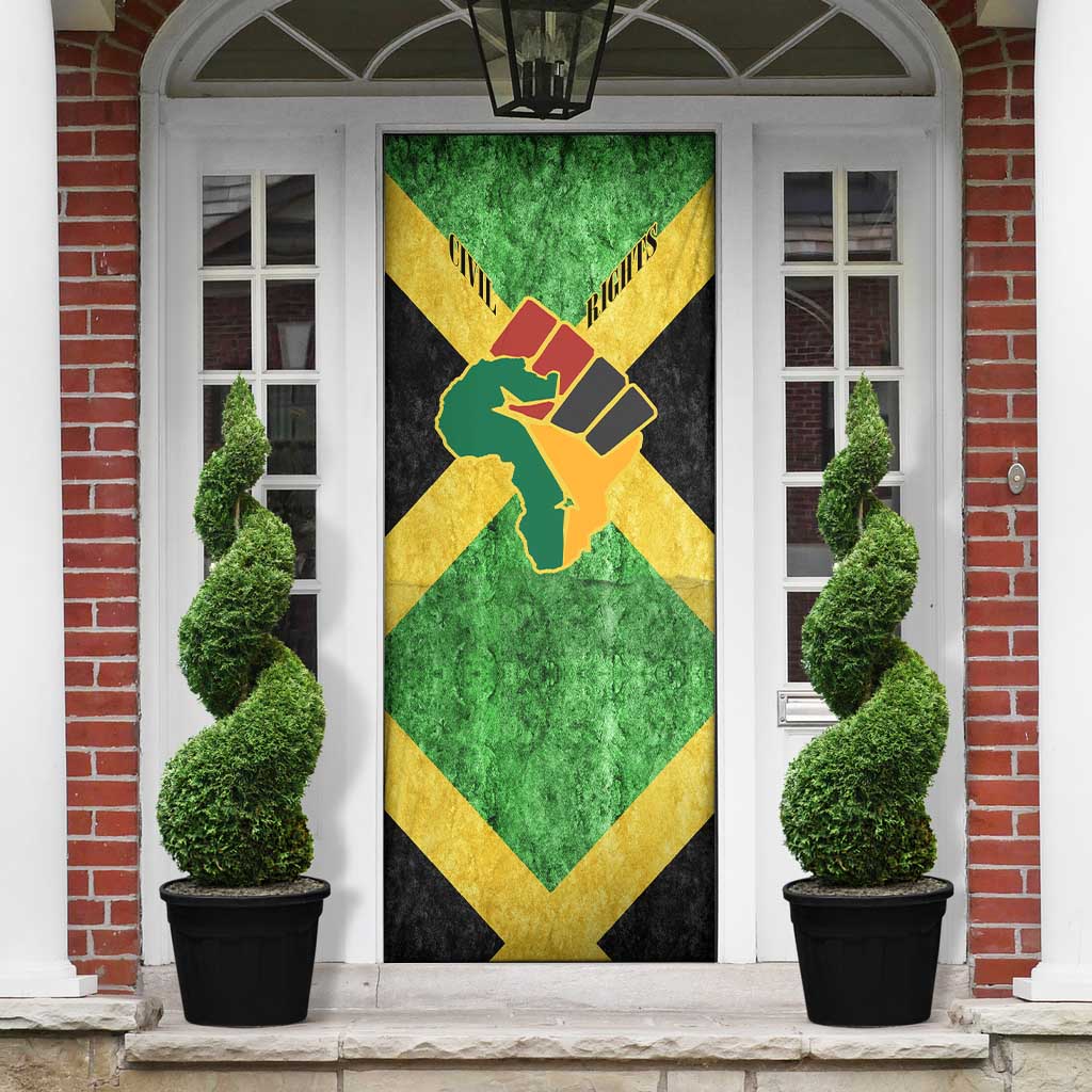Marcus Garvey Door Cover Jamaican Flag Theme African Fist Civil Rights Symbol Pan African Tribute Design - African Pride