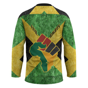 Marcus Garvey Hockey Jersey Jamaican Flag Theme African Fist Civil Rights Symbol Pan African Tribute Design - African Pride