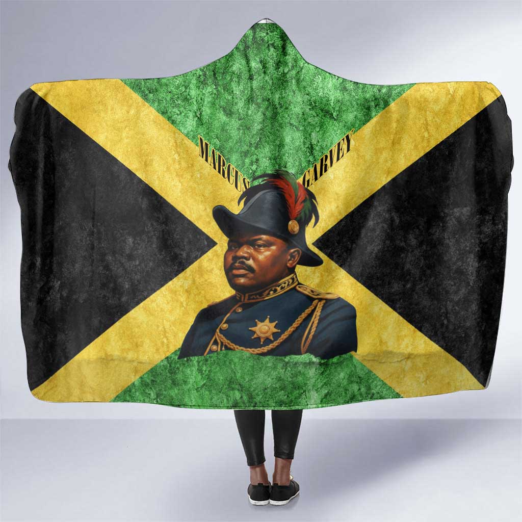 Marcus Garvey Hooded Blanket Jamaican Flag Theme African Fist Civil Rights Symbol Pan African Tribute Design - African Pride