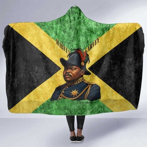 Marcus Garvey Hooded Blanket Jamaican Flag Theme African Fist Civil Rights Symbol Pan African Tribute Design - African Pride
