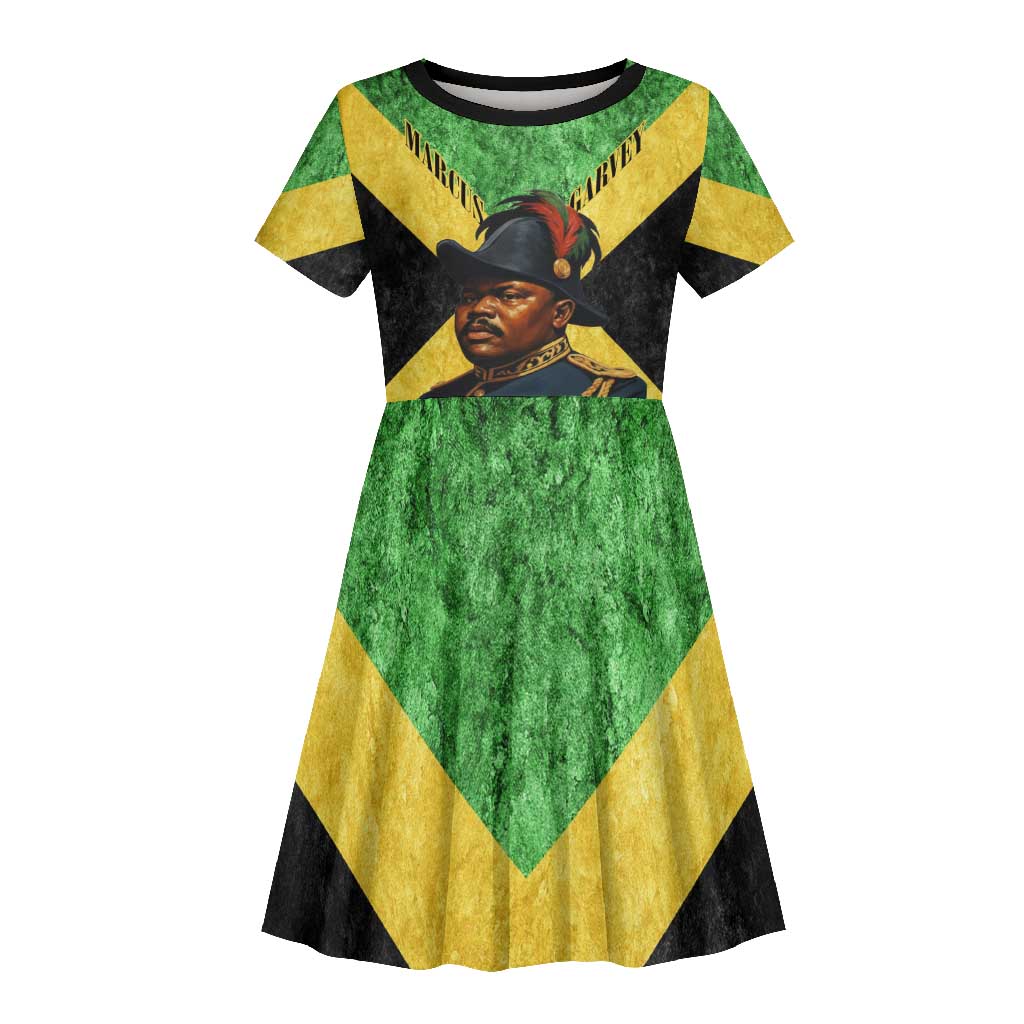 Marcus Garvey Kid Short Sleeve Dress Jamaican Flag Theme African Fist Civil Rights Symbol Pan African Tribute Design TS04