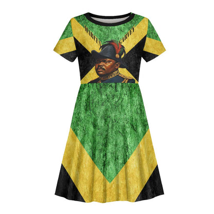 Marcus Garvey Kid Short Sleeve Dress Jamaican Flag Theme African Fist Civil Rights Symbol Pan African Tribute Design TS04