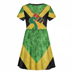 Marcus Garvey Kid Short Sleeve Dress Jamaican Flag Theme African Fist Civil Rights Symbol Pan African Tribute Design TS04