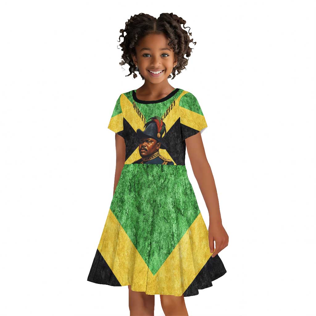 Marcus Garvey Kid Short Sleeve Dress Jamaican Flag Theme African Fist Civil Rights Symbol Pan African Tribute Design TS04