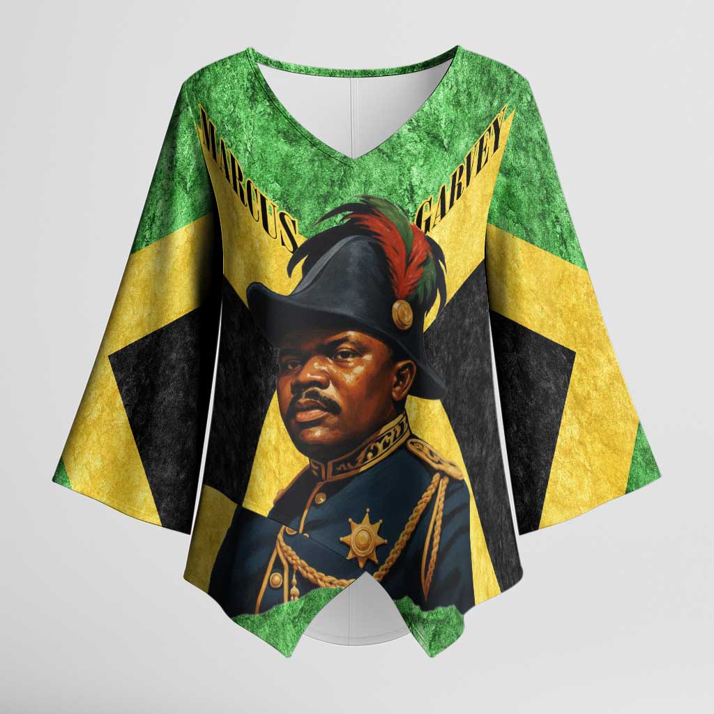 Marcus Garvey Kimono Sleeve Blouse Jamaican Flag Theme African Fist Civil Rights Symbol Pan African Tribute Design - African Pride