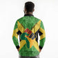 Marcus Garvey Long Sleeve Polo Shirt Jamaican Flag Theme African Fist Civil Rights Symbol Pan African Tribute Design - African Pride