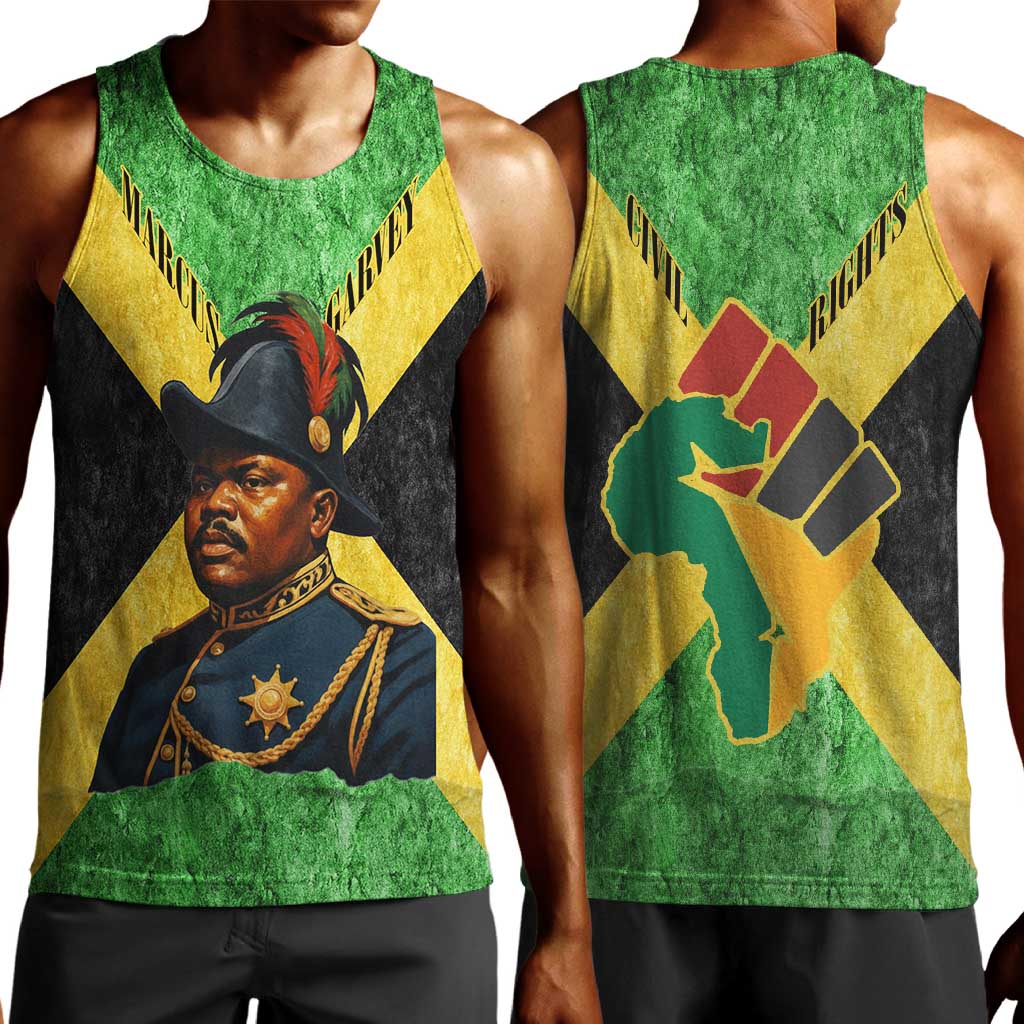 Marcus Garvey Men Tank Top Jamaican Flag Theme African Fist Civil Rights Symbol Pan African Tribute Design - African Pride