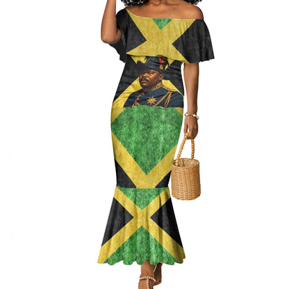 Marcus Garvey Mermaid Dress Jamaican Flag Theme African Fist Civil Rights Symbol Pan African Tribute Design TS04