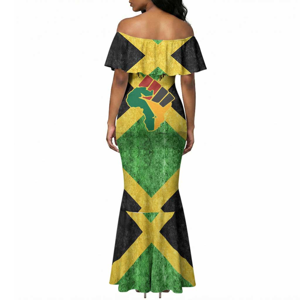 Marcus Garvey Mermaid Dress Jamaican Flag Theme African Fist Civil Rights Symbol Pan African Tribute Design TS04