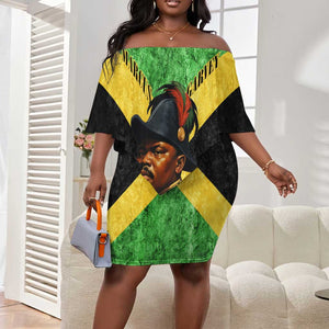Marcus Garvey Off Shoulder Short Dress Jamaican Flag Theme African Fist Civil Rights Symbol Pan African Tribute Design - African Pride
