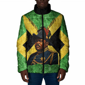 Marcus Garvey Padded Jacket Jamaican Flag Theme African Fist Civil Rights Symbol Pan African Tribute Design - African Pride