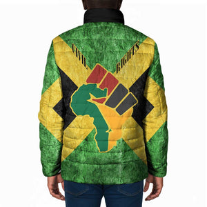 Marcus Garvey Padded Jacket Jamaican Flag Theme African Fist Civil Rights Symbol Pan African Tribute Design - African Pride