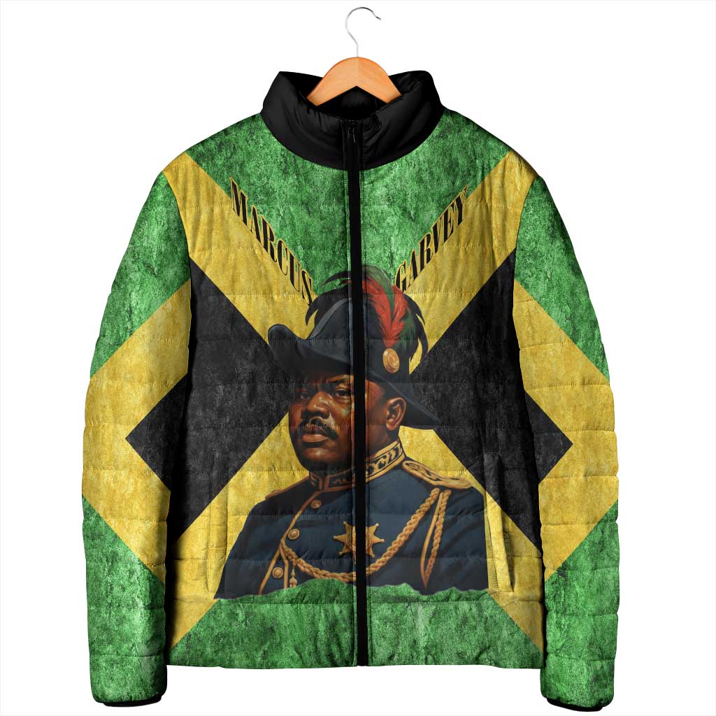 Marcus Garvey Padded Jacket Jamaican Flag Theme African Fist Civil Rights Symbol Pan African Tribute Design - African Pride