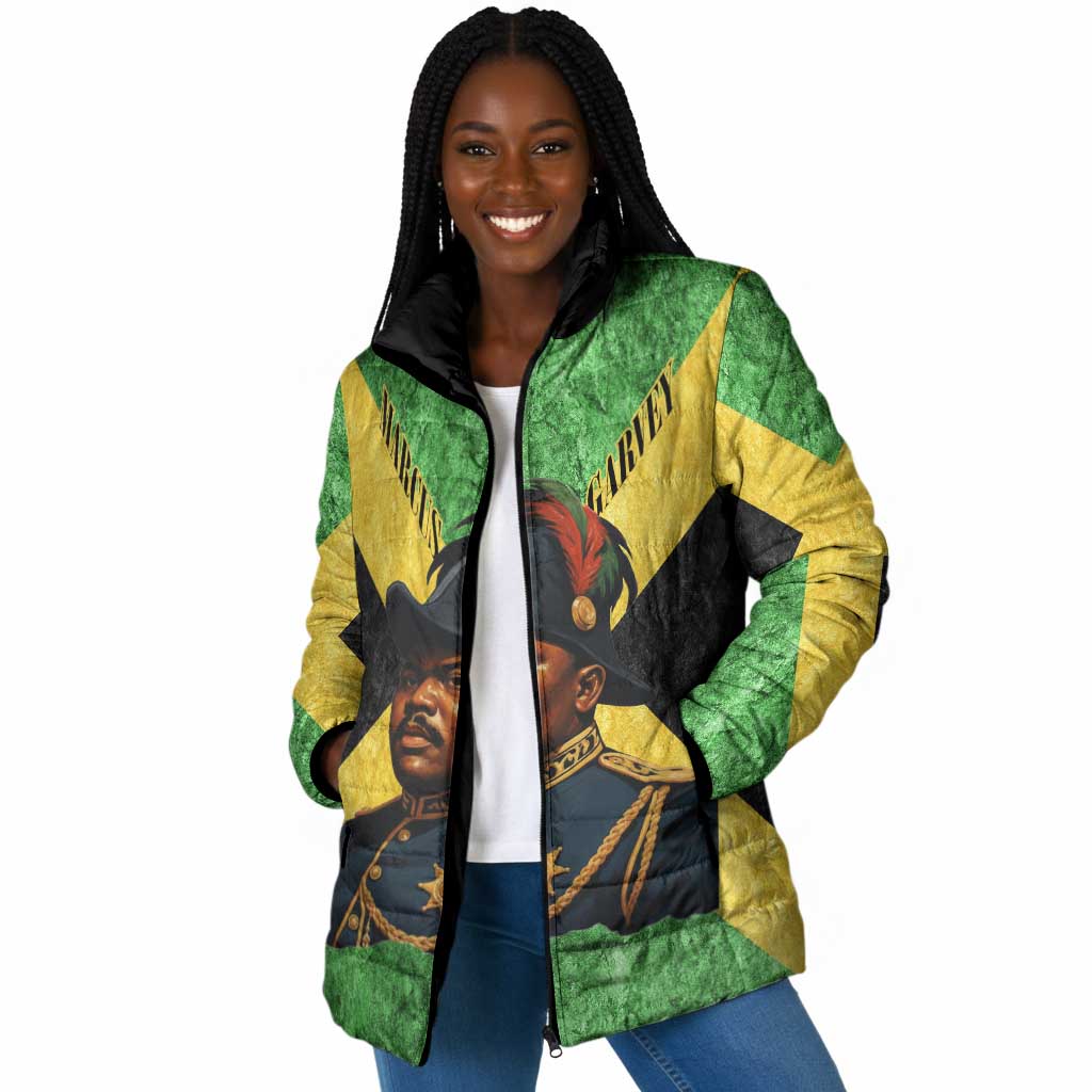 Marcus Garvey Padded Jacket Jamaican Flag Theme African Fist Civil Rights Symbol Pan African Tribute Design - African Pride