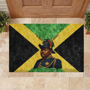 Marcus Garvey Rubber Doormat Jamaican Flag Theme African Fist Civil Rights Symbol Pan African Tribute Design - African Pride