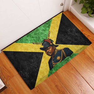 Marcus Garvey Rubber Doormat Jamaican Flag Theme African Fist Civil Rights Symbol Pan African Tribute Design - African Pride
