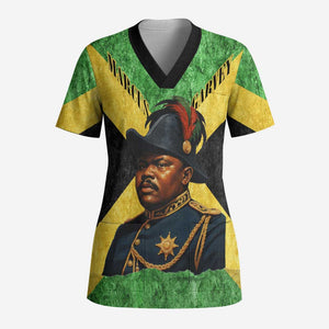 Marcus Garvey Scrub Top Jamaican Flag Theme African Fist Civil Rights Symbol Pan African Tribute Design - African Pride