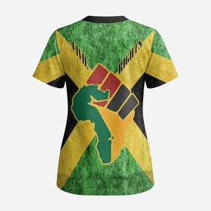 Marcus Garvey Scrub Top Jamaican Flag Theme African Fist Civil Rights Symbol Pan African Tribute Design - African Pride