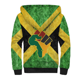 Marcus Garvey Sherpa Hoodie Jamaican Flag Theme African Fist Civil Rights Symbol Pan African Tribute Design - African Pride