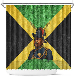 Marcus Garvey Shower Curtain Jamaican Flag Theme African Fist Civil Rights Symbol Pan African Tribute Design - African Pride