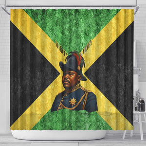 Marcus Garvey Shower Curtain Jamaican Flag Theme African Fist Civil Rights Symbol Pan African Tribute Design - African Pride