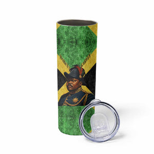 Marcus Garvey Skinny Tumbler Jamaican Flag Theme African Fist Civil Rights Symbol Pan African Tribute Design - African Pride