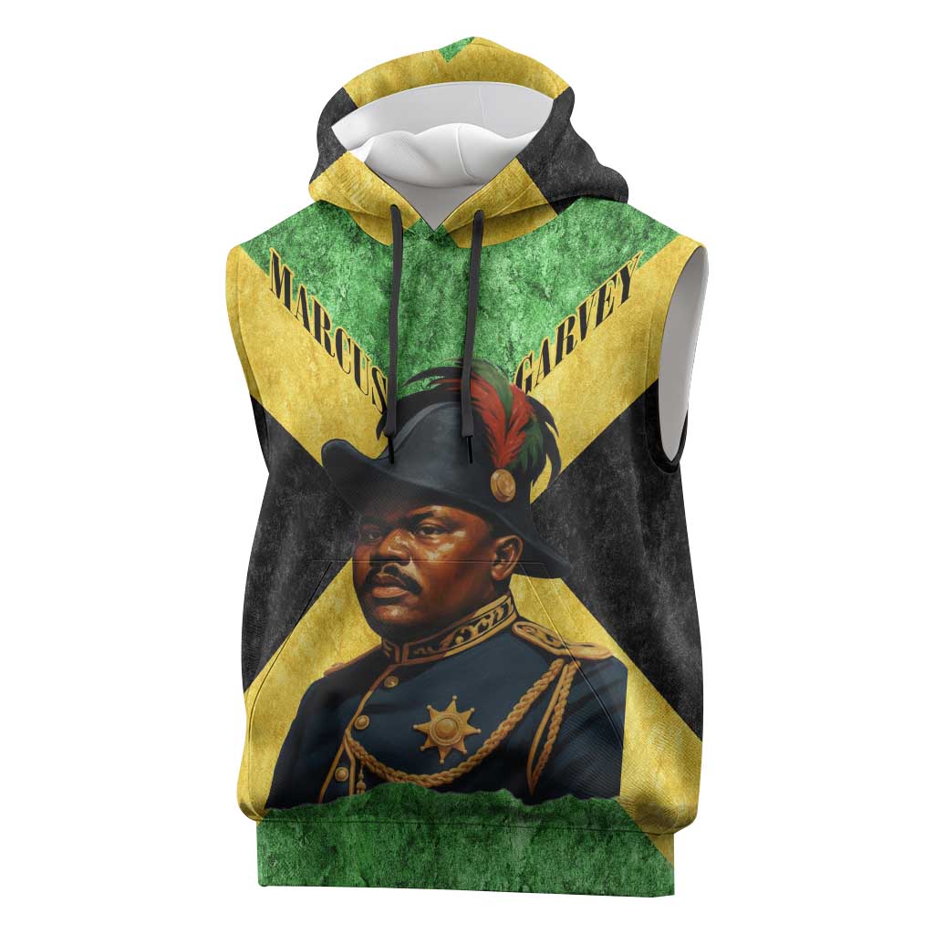 Marcus Garvey Sleeveless Hoodie Jamaican Flag Theme African Fist Civil Rights Symbol Pan African Tribute Design - African Pride