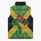Marcus Garvey Sleeveless Puffer Jacket Jamaican Flag Theme African Fist Civil Rights Symbol Pan African Tribute Design - African Pride