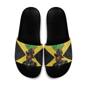 Marcus Garvey Slide Sandals Jamaican Flag Theme African Fist Civil Rights Symbol Pan African Tribute Design - African Pride