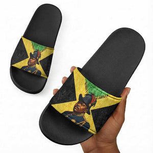 Marcus Garvey Slide Sandals Jamaican Flag Theme African Fist Civil Rights Symbol Pan African Tribute Design - African Pride