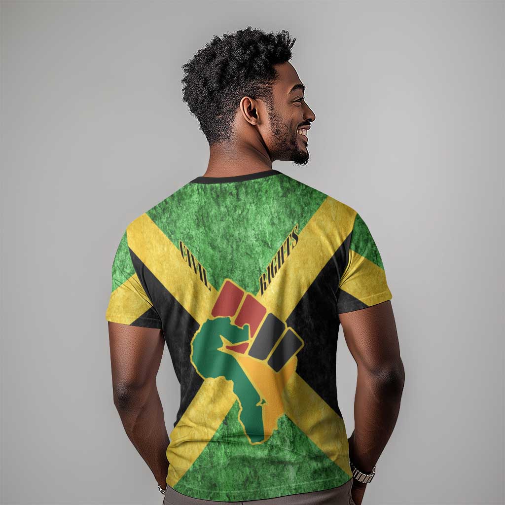Marcus Garvey T shirt Jamaican Flag Theme African Fist Civil Rights Symbol Pan African Tribute Design TS04