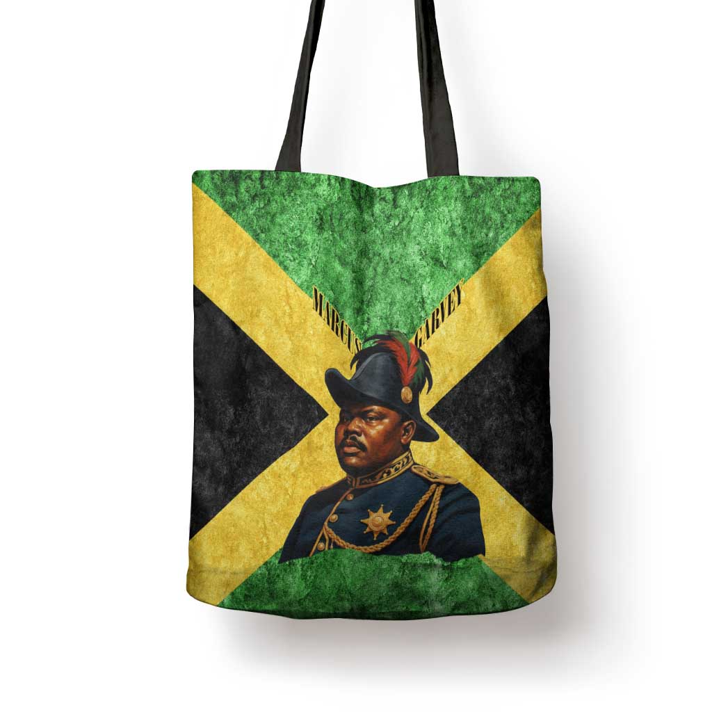Marcus Garvey Tote Bag Jamaican Flag Theme African Fist Civil Rights Symbol Pan African Tribute Design - African Pride