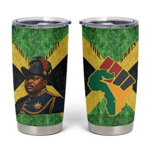 Marcus Garvey Tumbler Cup Jamaican Flag Theme African Fist Civil Rights Symbol Pan African Tribute Design - African Pride