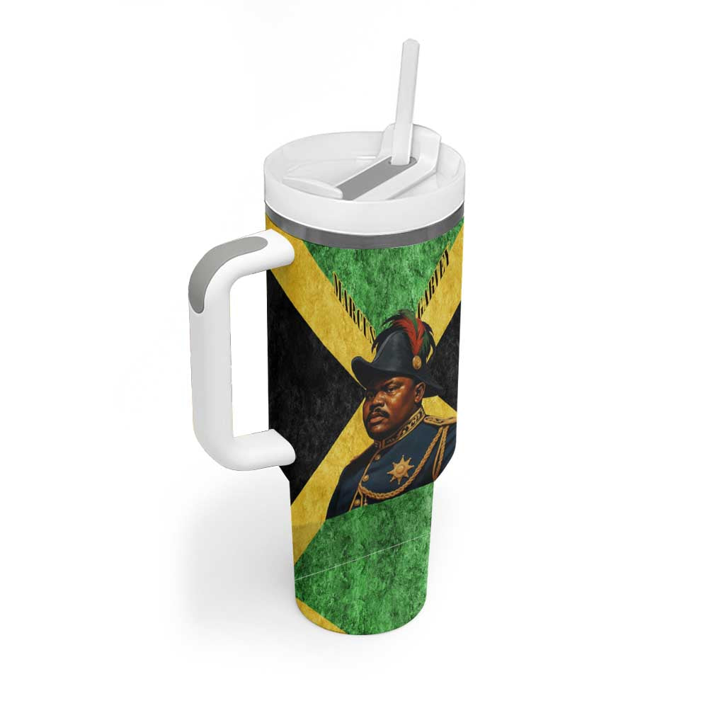 Marcus Garvey Tumbler With Handle Jamaican Flag Theme African Fist Civil Rights Symbol Pan African Tribute Design - African Pride