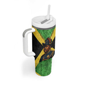 Marcus Garvey Tumbler With Handle Jamaican Flag Theme African Fist Civil Rights Symbol Pan African Tribute Design - African Pride